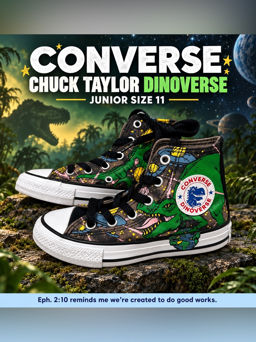 NWOT Converse Chuck Taylor All Star Dinoverse High Tops Junior Size 11